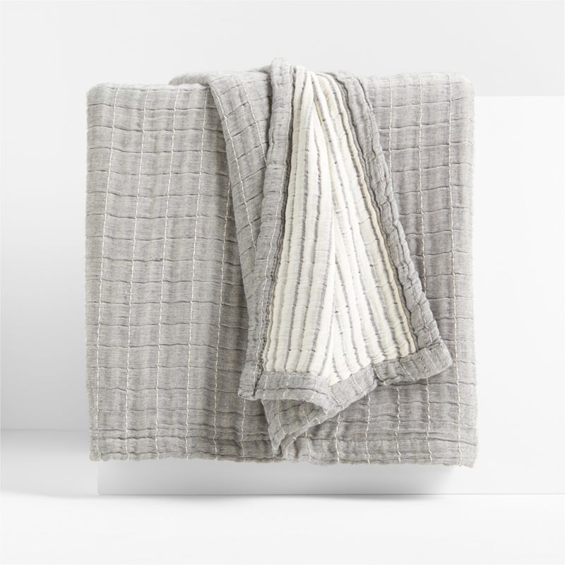 Organic Cotton Gauze Grey Full/Queen Bed Blanket