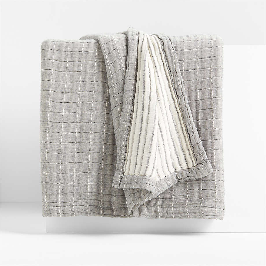 Organic Cotton Gauze Grey King Bed Blanket + Reviews Crate & Barrel