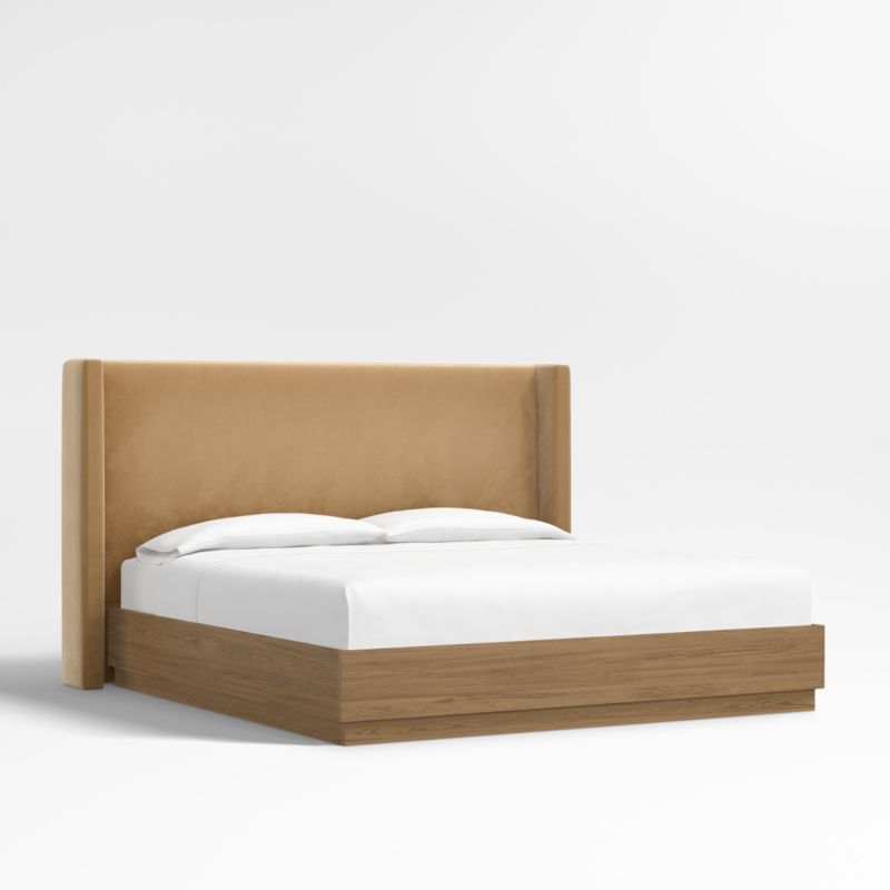 Arden 52" Upholstered King Headboard with Batten Oak Bed Base