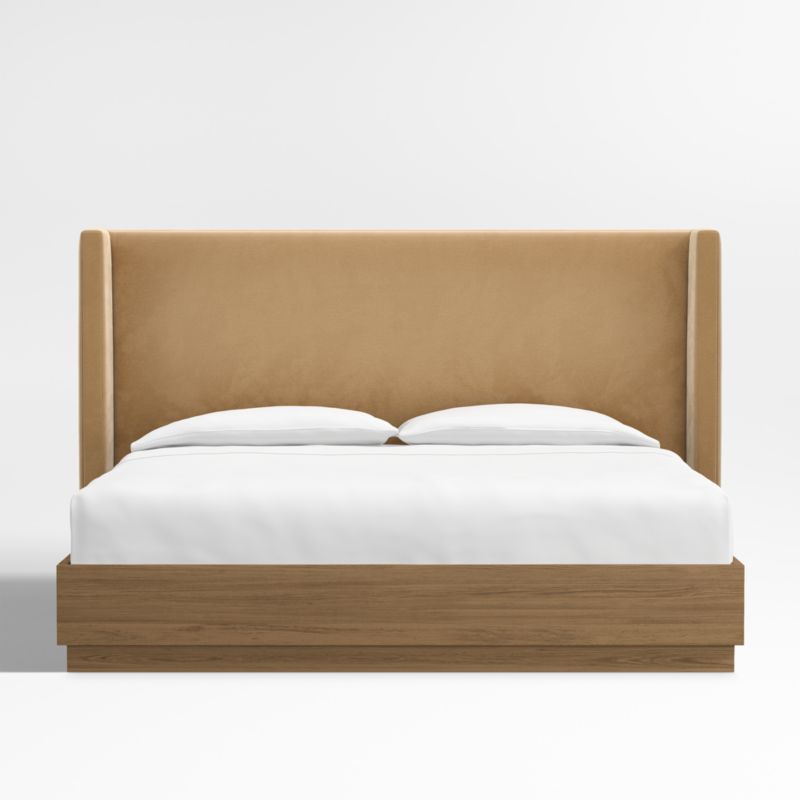 Arden 52" Upholstered King Headboard with Batten Oak Bed Base