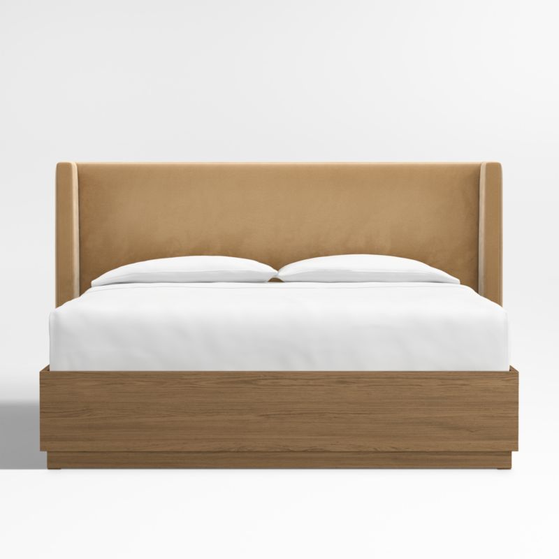 Arden 52" Upholstered King Headboard with Batten Oak Storage Bed Base