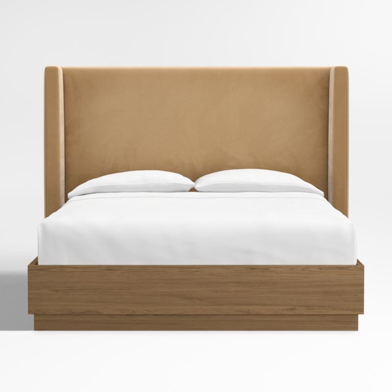 Arden 52" Upholstered King Headboard with Batten Oak Bed Base