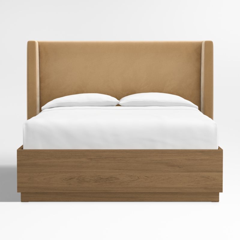 Arden 52" Upholstered King Headboard with Batten Oak Storage Bed Base