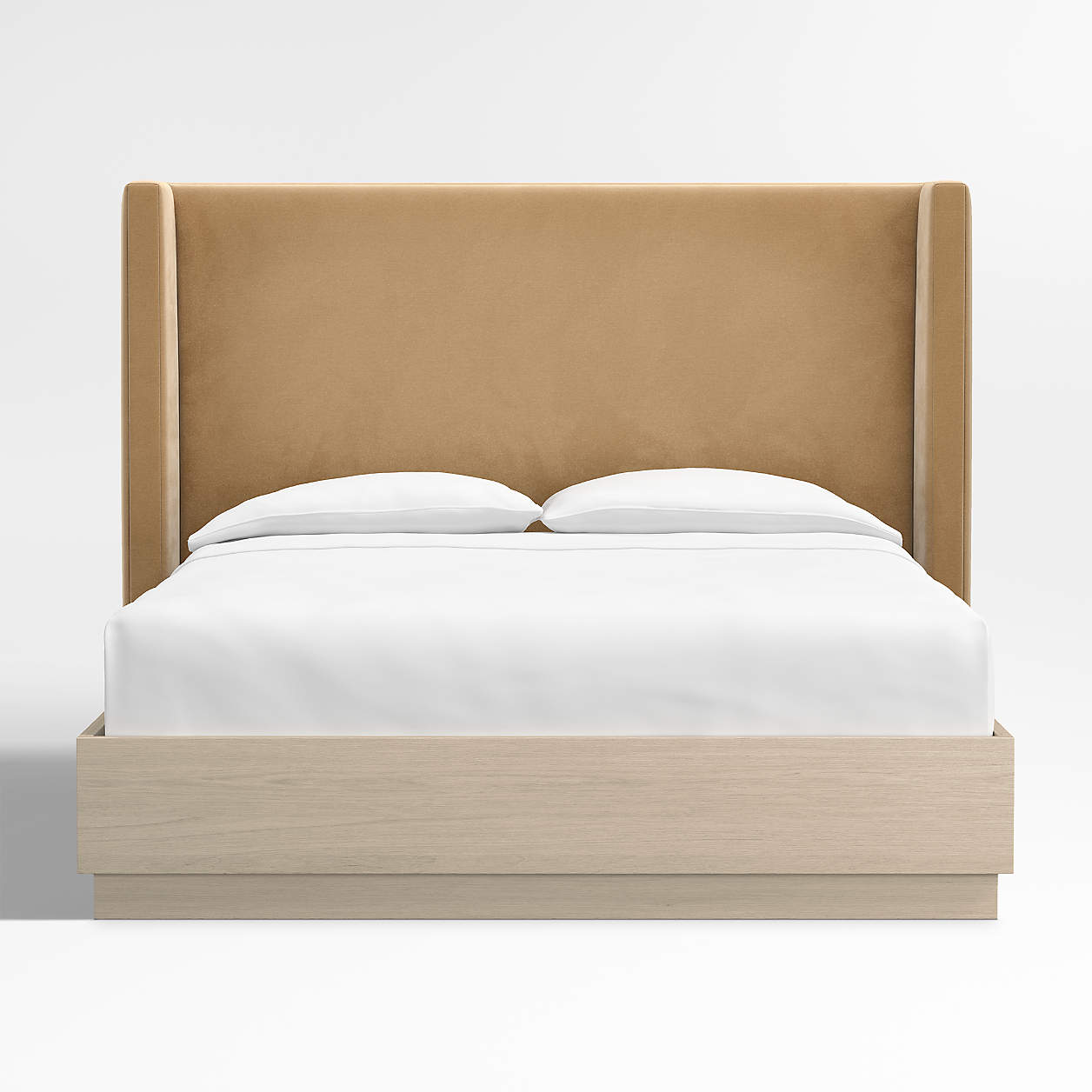 Arden 52" Velvet Camel Brown Upholstered Queen Headboard with Batten