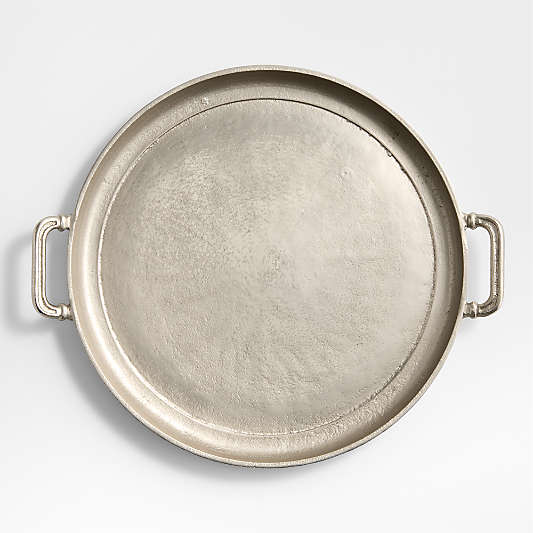 Argento Antique Metal Round Tray with Divided Glass Inserts
