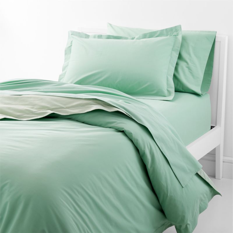 Ari Kids Organic Reversible Brushed Cotton Green Twin Duvet Cover