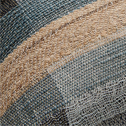 Aria Organic Cotton, Linen and Silk Blend 20"x20" Deep Indigo Multi Throw Pillow with Feather Insert