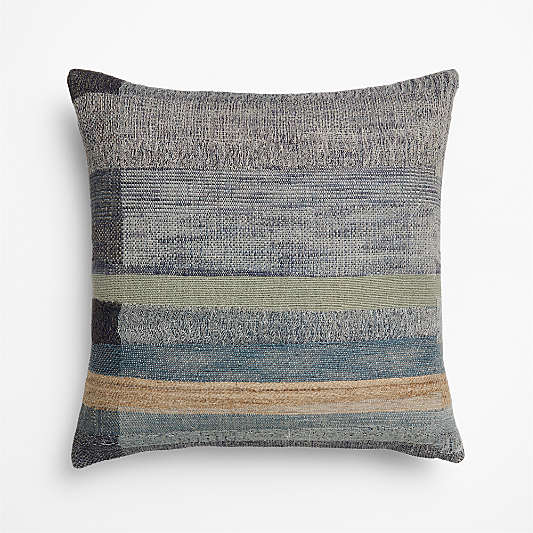 Aria Organic Cotton, Linen and Silk Blend 20"x20" Deep Indigo Throw Pillow Cover