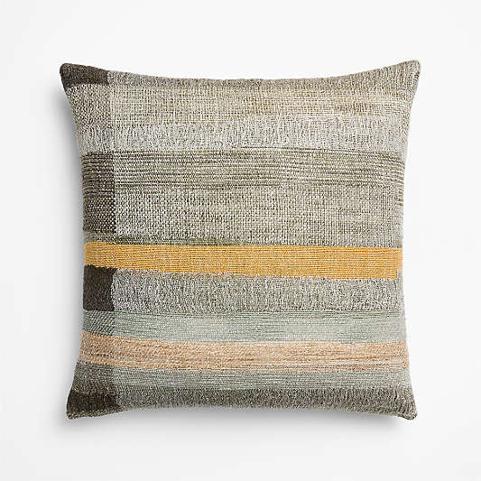 Aria Organic Cotton, Linen and Silk Blend 20"x20" Shadow Sage Green Multi Throw Pillow Cover