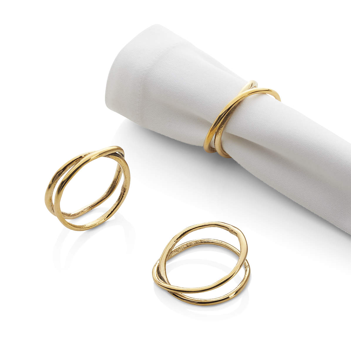 Gold METAL NAPKIN RINGS WITH CHAIN BAND XMAS DINNER EVENTS WEDDING PACK OF 6