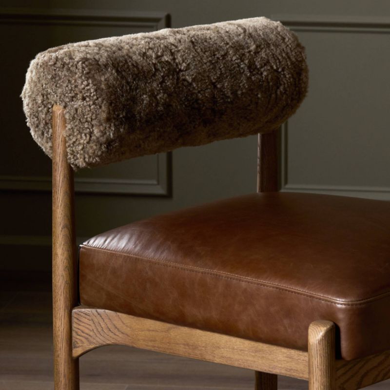 Arielle Shearling Tan Oak Counter Stool - image 2 of 8