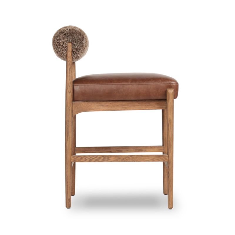 Arielle Shearling Tan Oak Counter Stool - image 4 of 8