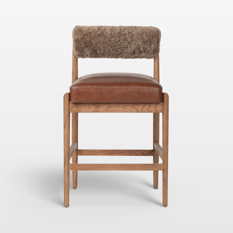 Arielle Shearling Tan Oak Counter Stool - image 3 of 8
