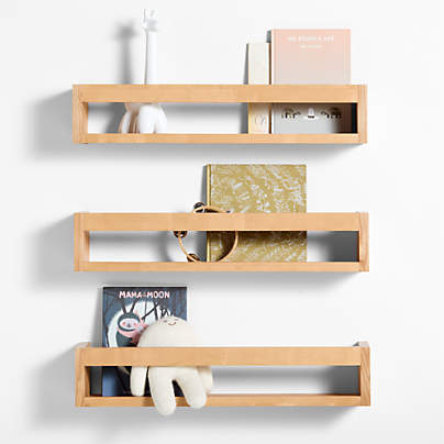 Aries Natural Wood Kids Wall Shelf, Set of 3