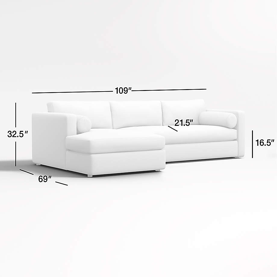 Dimension diagram for Aris 2-Piece Left-Arm Chaise Sectional Sofa