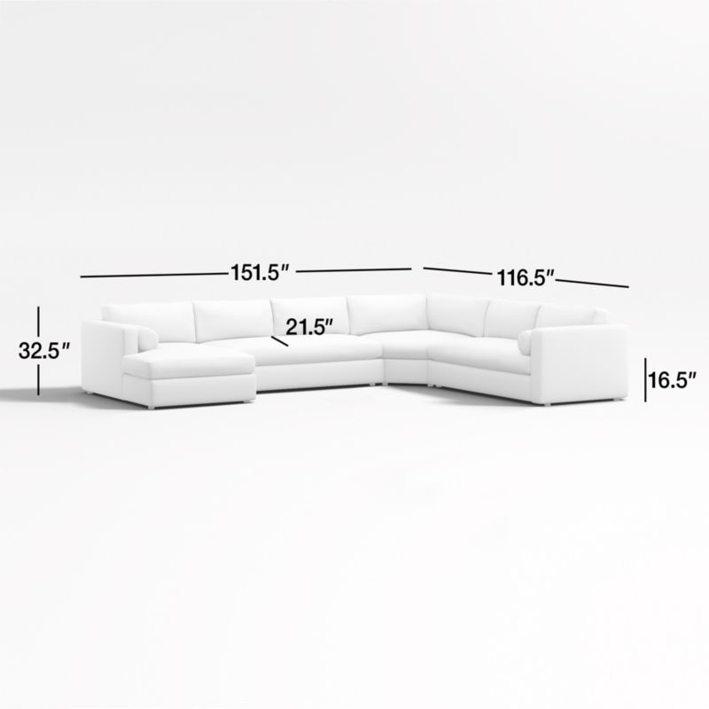 View Aris 4-Piece Left-Arm Chaise Sectional Sofa with Wedge - image 3 of 7