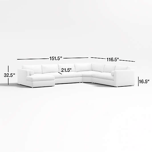 Aris 4-Piece Left-Arm Chaise Sectional Sofa with Wedge