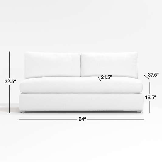 Aris Leather Armless Bench Loveseat Sectional Piece