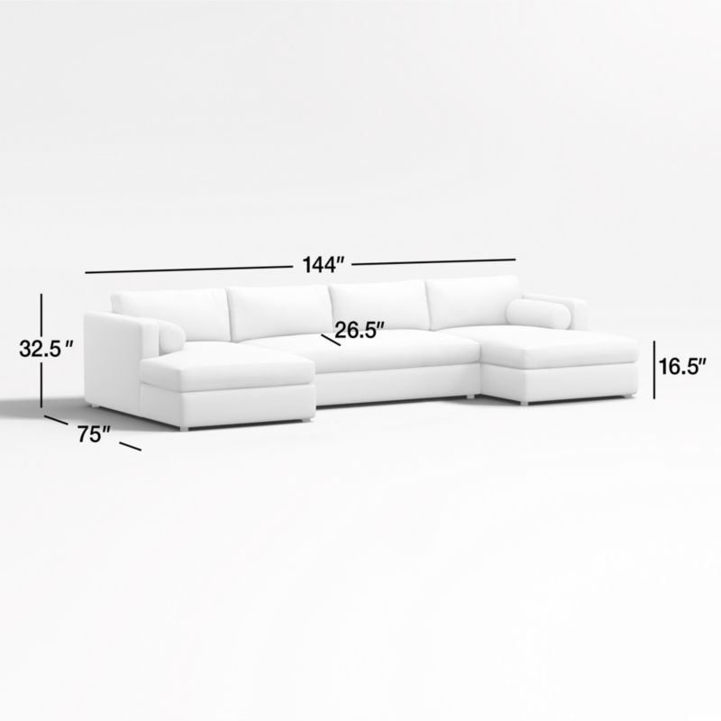 View Aris Deep 3-Piece Double Chaise Sectional Sofa - image 3 of 6