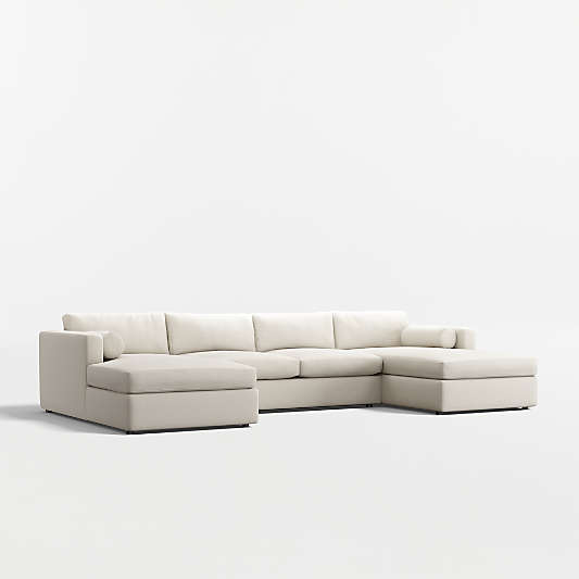 Aris Deep 3-Piece U-Shaped Sectional Sofa with Double Chaise Lounge