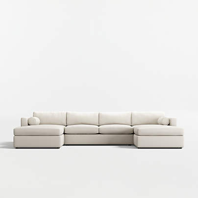 Aris Deep 3-Piece U-Shaped Sectional Sofa with Double Chaise Lounge