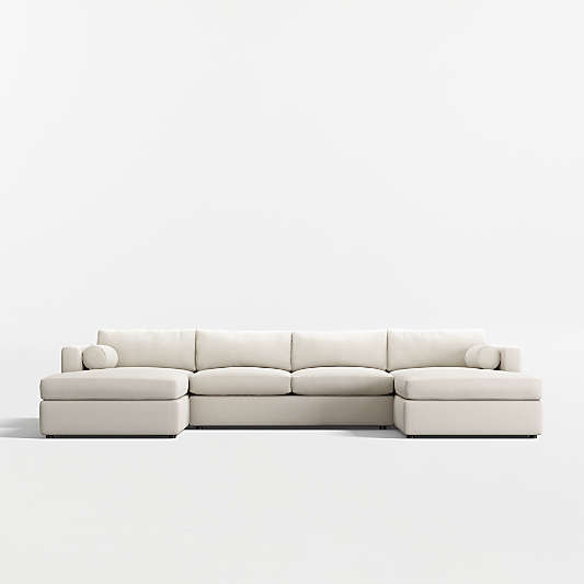 Aris Deep 3-Piece U-Shaped Sectional Sofa with Double Chaise Lounge