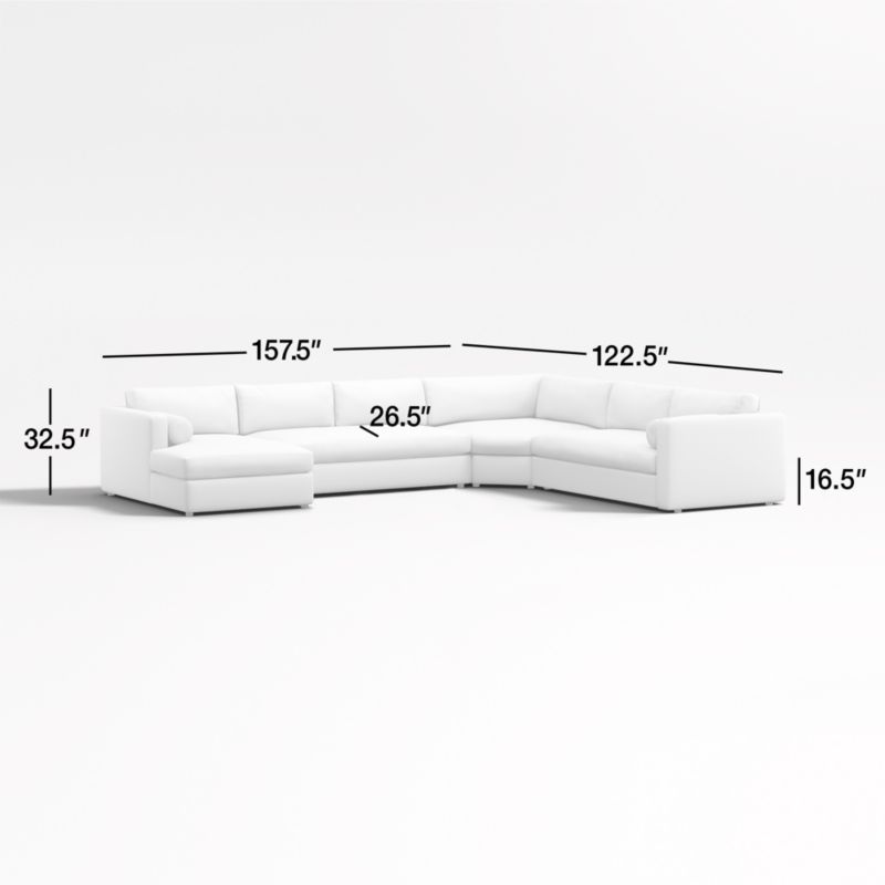 View Aris Deep 4-Piece Left-Arm Chaise Sectional Sofa with Wedge - image 2 of 5