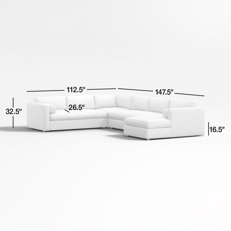 View Aris Deep 4-Piece Right-Arm Chaise Sectional Sofa - image 3 of 6