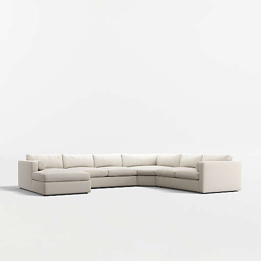 Aris Deep 4-Piece L-Shaped Wedge Sectional Sofa with Chaise Lounge