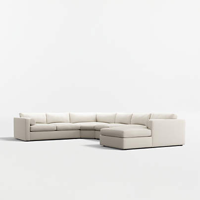 Aris Deep 4-Piece L-Shaped Wedge Sectional Sofa with Chaise Lounge