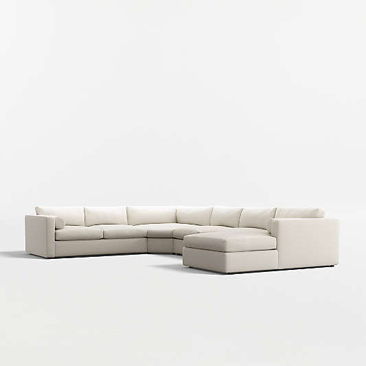 Aris Deep 4-Piece L-Shaped Wedge Sectional Sofa with Chaise Lounge