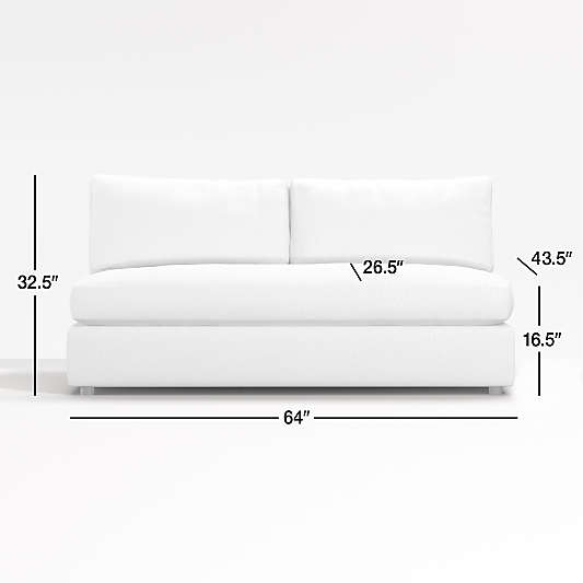 Aris Deep Leather Armless Bench Loveseat Sectional Piece