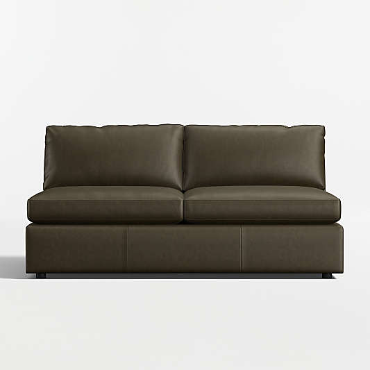 Aris Deep Leather Armless Loveseat Sectional Piece