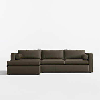 Aris Deep 2-Piece Leather Sectional Sofa with Chaise Lounge