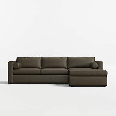 Aris Deep 2-Piece Leather Sectional Sofa with Chaise Lounge