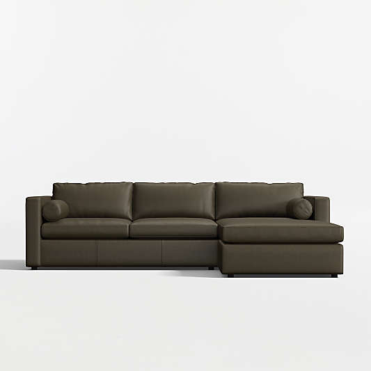 Aris Deep 2-Piece Leather Sectional Sofa with Chaise Lounge