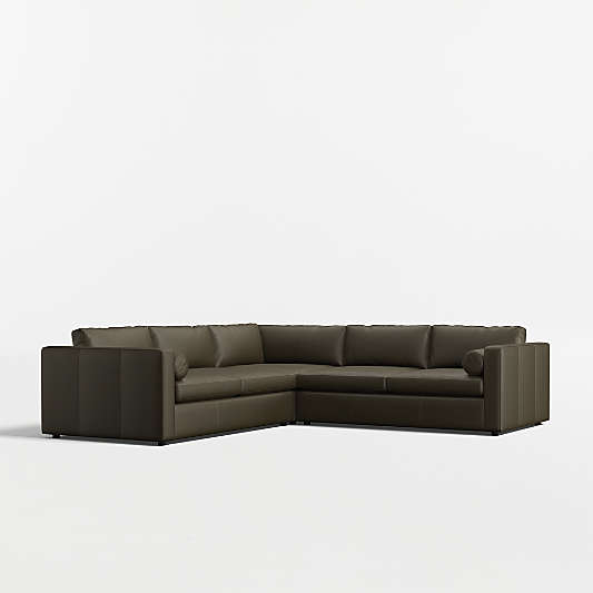 Aris Deep 3-Piece L-Shaped Leather Sectional Sofa