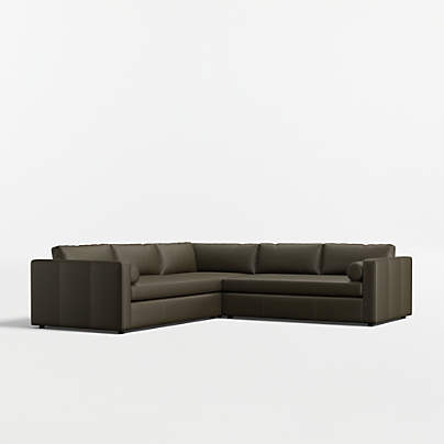 Aris Deep 3-Piece L-Shaped Leather Bench Sectional Sofa