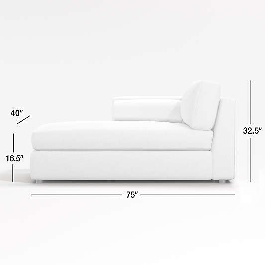 Aris Deep Leather Left-Arm Chaise Lounge Sectional Piece