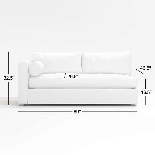 Aris Deep Leather Left-Arm Bench Sofa Sectional Piece