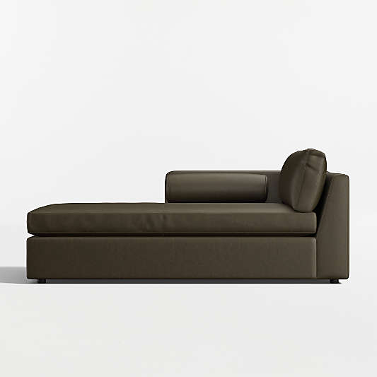 Aris Deep Leather Left-Arm Chaise Lounge Sectional Piece