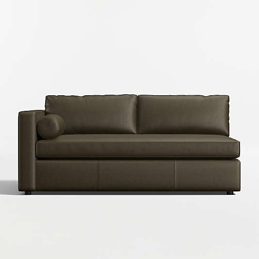 Aris Deep Leather Left-Arm Bench Sofa Sectional Piece