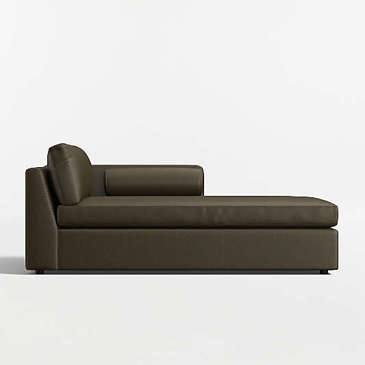 Aris Deep Leather Right-Arm Chaise Lounge Sectional Piece