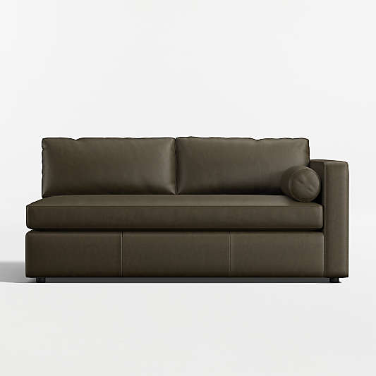 Aris Deep Leather Right-Arm Bench Sofa Sectional Piece