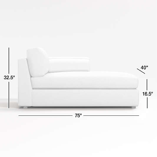 Aris Deep Leather Right-Arm Chaise Lounge Sectional Piece