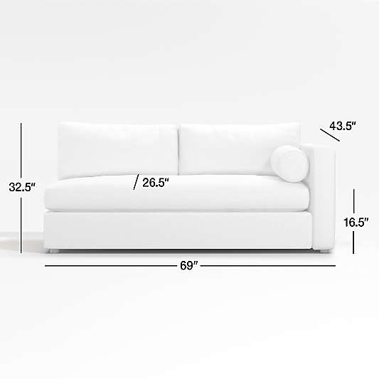 Aris Deep Leather Right-Arm Bench Sofa Sectional Piece