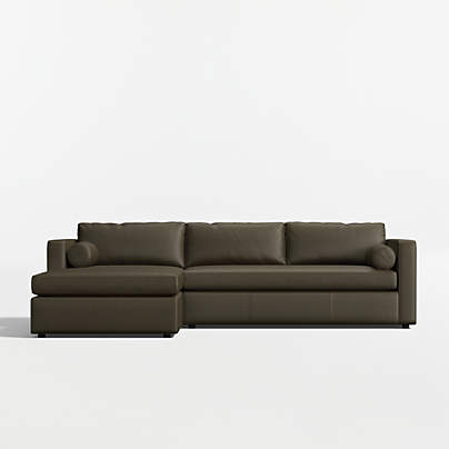 Aris 2-Piece Leather Bench Sectional Sofa with Chaise Lounge