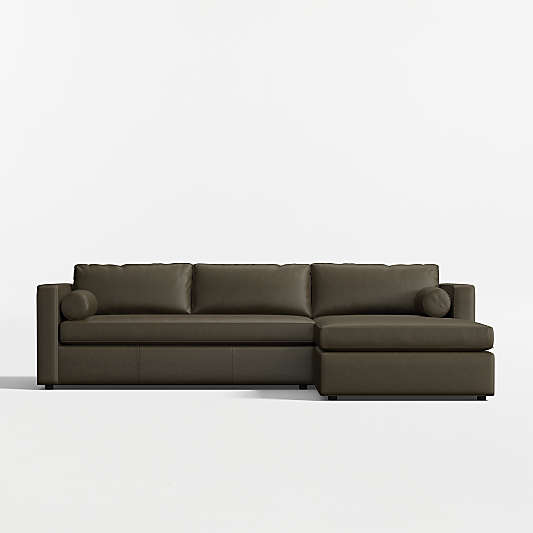 Aris 2-Piece Leather Bench Sectional Sofa with Chaise Lounge