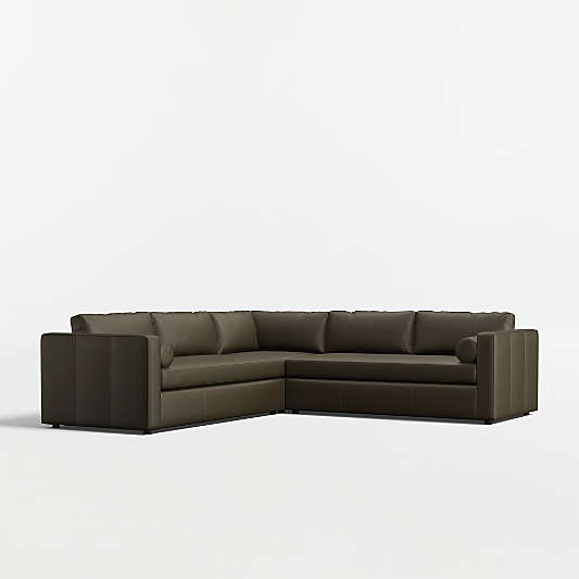 Aris 3-Piece L-Shaped Leather Bench Sectional Sofa