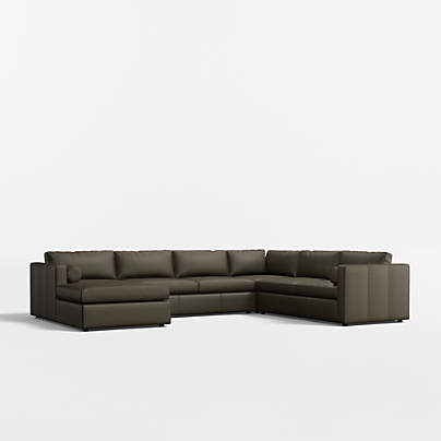 Aris 4-Piece L-Shaped Leather Sectional Sofa with Chaise Lounge
